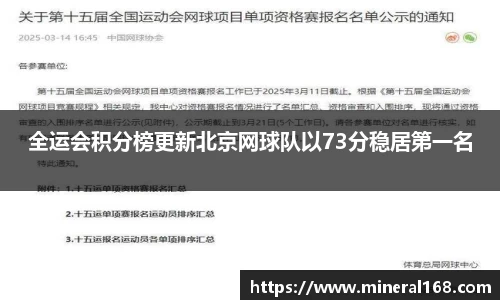全运会积分榜更新北京网球队以73分稳居第一名
